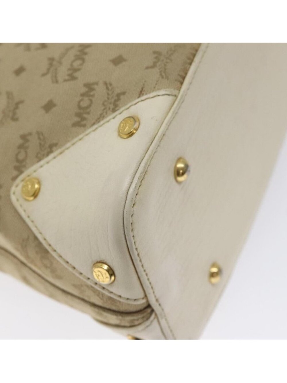 Authentic MCM Vicetos Logogram Shoulder Bag Canvas Beige Gold - Picture 3 of 16